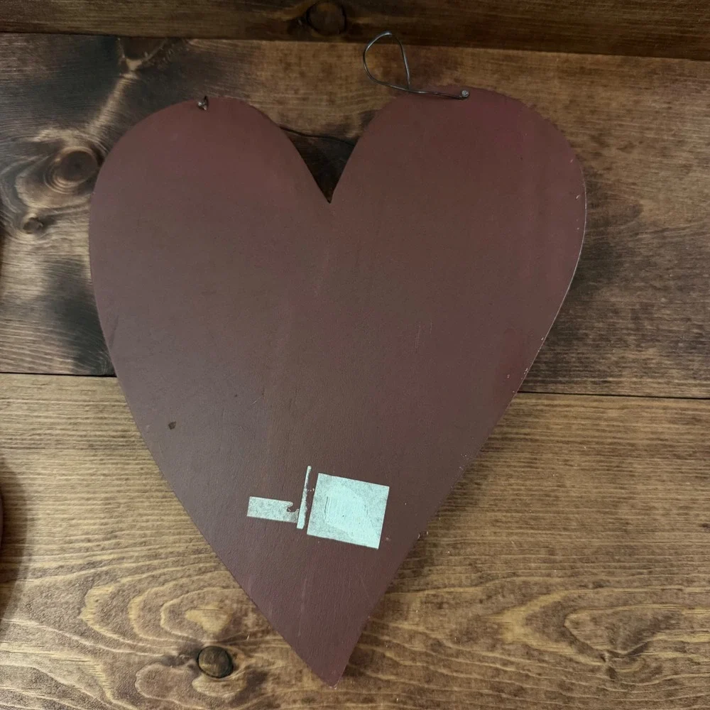 Nesting Wooden Heart Wall Decor Set 3 Piece Primitive Rustic Burgundy Farmhouse
